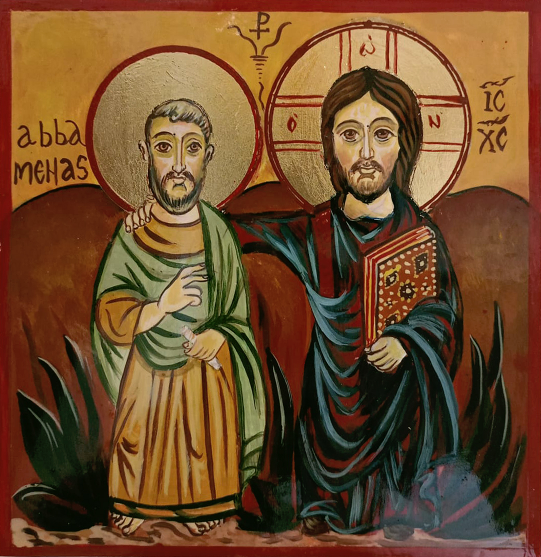 Jezus ze Świętym Menasem Ikona Przyjaźni